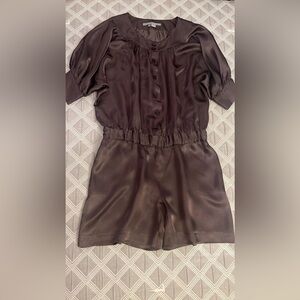 Zara Elegant Brown Satin Romper size S